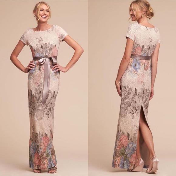 BHLDN Dresses & Skirts - BHLDN Adrianna Papell Melinda Floral Matelasse Column Gown 6 MOB